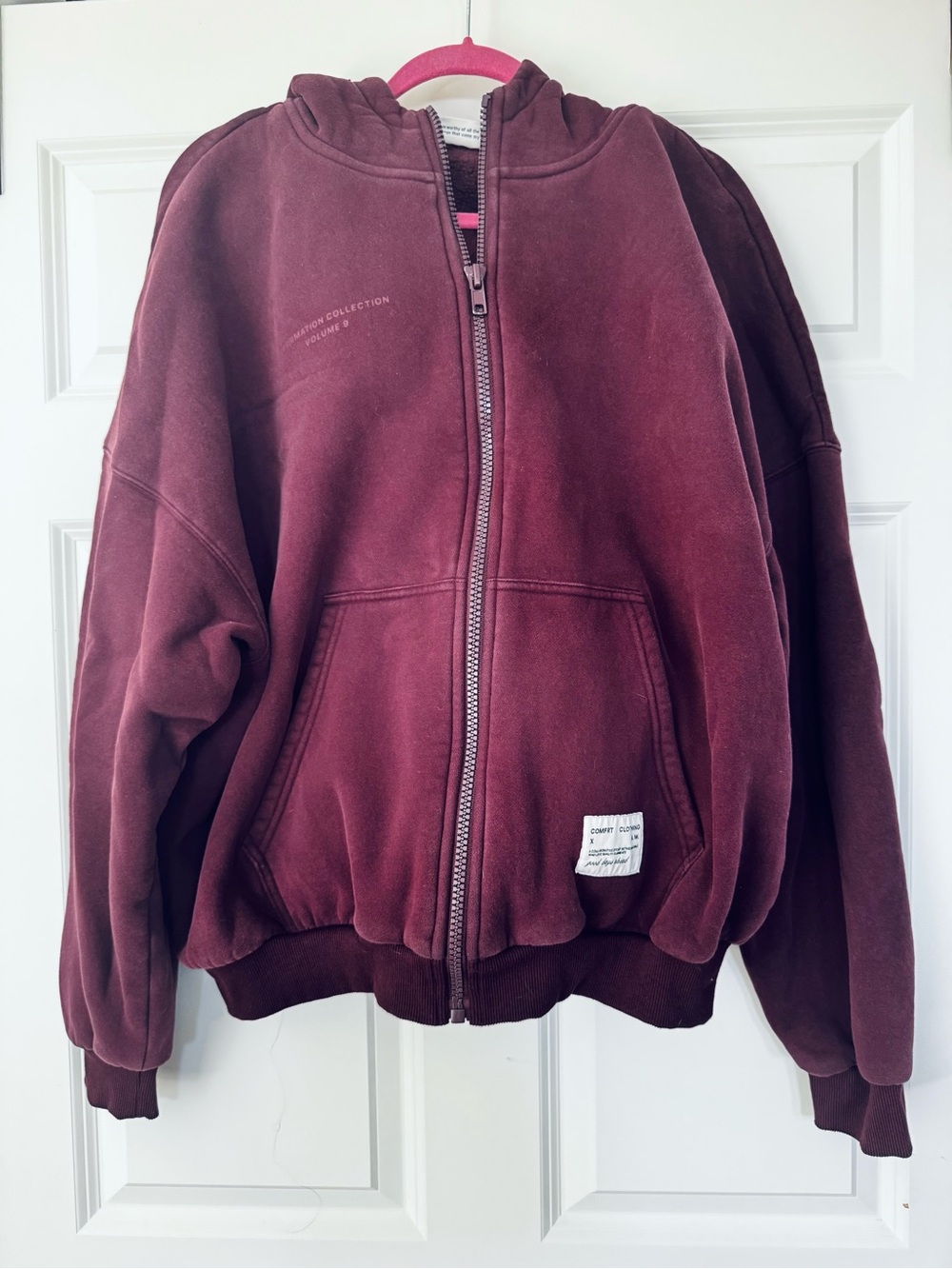 Comfrt Affirmation Zip Hoodie Mega Maroon | Oversized